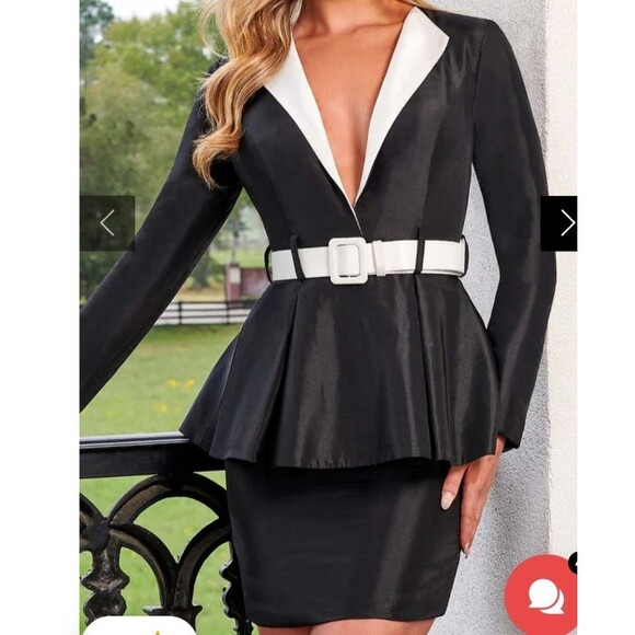 Rachel Allan Long Sleeve V-Neck Cocktail Dress Sz 6 Peplum Wedding Formal - Picture 1 of 9